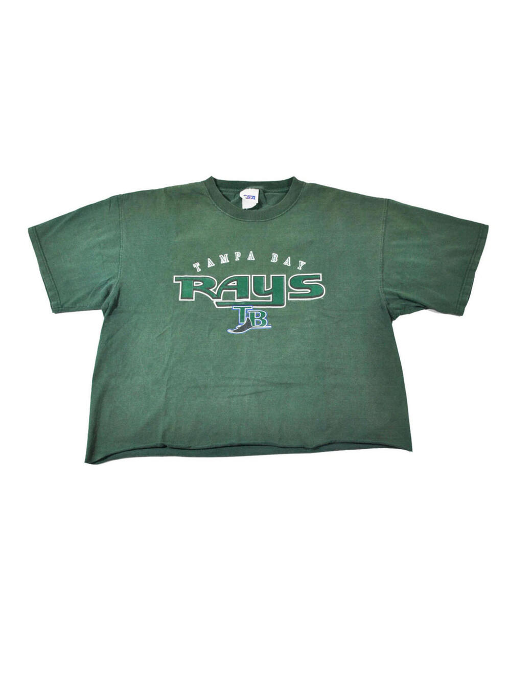 Vintage Tampa Bay Rays MLB Baseball Green 90s Crop Shirt Size X-Large